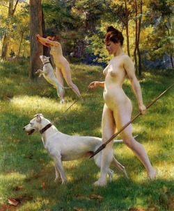 tinybows:  rhea137:  Julius Leblanc StewartNymphs Hunting, 1898  