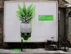 reginasworld:  Parisian artist Ludo’s latest ad subversion: a take on Benetton’s classic line. 