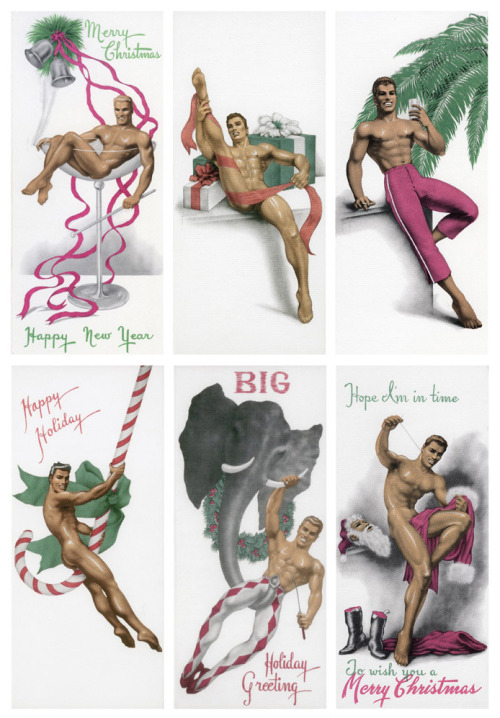 homocomix:  jonnodotcom:  Holiday cards from The Art of George Quaintance (via ultramundane; see pre