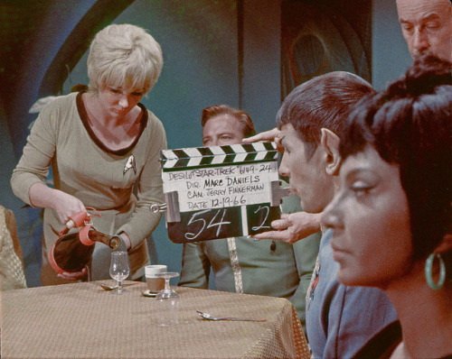 spockanduhura-blog:Seed Feed 12.19.66 A clapper from the banquet scene with the Enterprise officers 