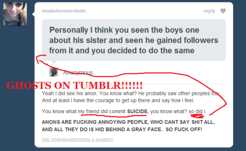 makeupandshoewhore:  kidsomers:  kiddprocrastinator:  lostinburritos:  johnohskrotch:  jackbaracat:  whutwhutinthebutt:  mattthewscottt:  ATTENTION: Ghosts are now joining us on tumblr, reblog this to spread the message one girl didn’t, now she’s