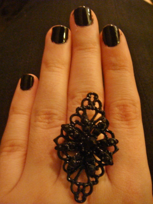 Rimmel London nail polish, Black Satin.  No idea how/when I got this, but I have it, so I thought I&