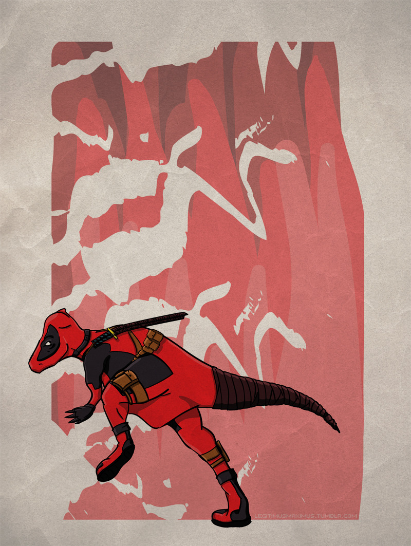 It looks as if the foul mouth Deadpool  was turned into a prehistoric Pachycephalosaurus! Killer illustration work by David Resto.
Related Rampages: Gambilophosaurus | Wolveraptor | Marvel Dinosaurs
Deadpachycepoolosaurus by David Resto / d.r3sto...