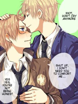 feli-sideofpasta:  mochimichi:  IT’S A CHRISTMAS MIRACLE, FOR ONCE ALFRED IS THE CRYBABY  Aww!  (I can’t believe that my first post of the day is US-UK but … I mean …) AWW!  so precious ;u;