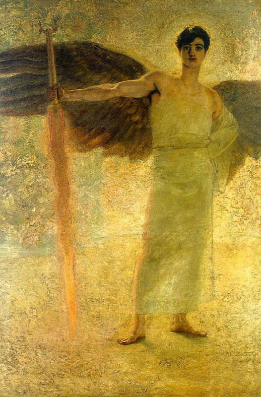 welovepaintings:  Franz von Stuck (1863-1928)Angel with the Flaming SwordOil on canvas