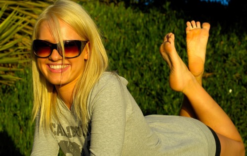 Sweet blonde girl with great feet.