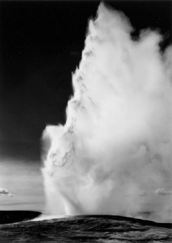 Old Faithful Geyser, Yellowstone photo by Ansel Adams, 1942