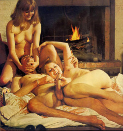 threesome by the fire