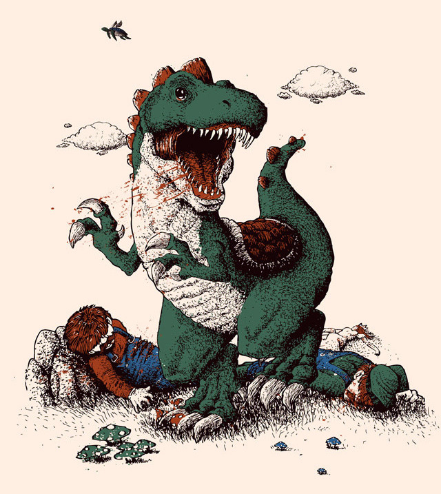 Find out the “The True Story” behind Super Mario Brothers! This excellent shirt design by Vincent Bocognani is now for sale at Threadless!
Related Rampages: Somewhere On the Ice Planet | Ancestral Battle
The True Story by Vincent Bocognani / vintz...