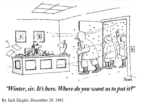 A slide show of our best blizzard cartoons throughout the years. Also, Adam Gopnik reveals the truth