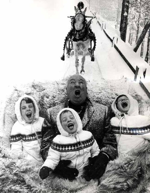 weirdvintage:  Alfred Hitchcock and his kids 