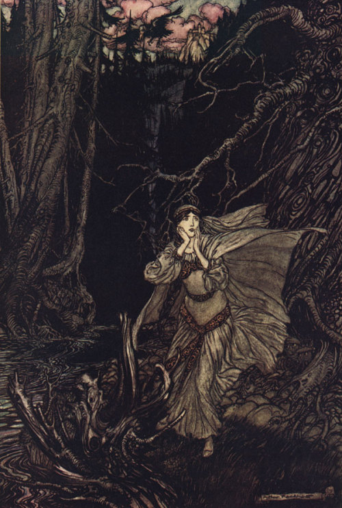 mirroir:Arthur Rackham, Bertalda in the Black Valley