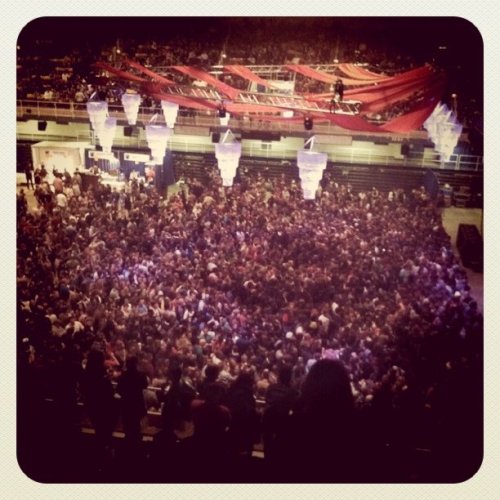 Wow the crowd for The Avett Brothers concert is massive tonight! #AVL (Taken with Instagram at Asheville Civic Center)