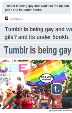 pulpofyourheart:  I made this:1. because I hate when people say that things are “gay.”2. because, in truth, Tumblr really is the place to be if you’re hip and homo. =] 