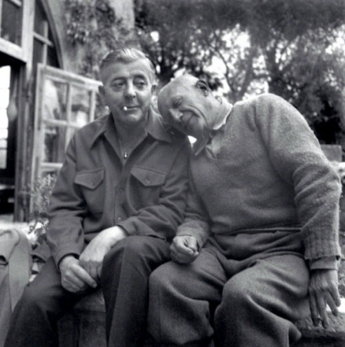 chagalov: Jacques Prévert and Pablo Picasso, 1951 -by Boris Lipnitzki (Roger Violet) via ader