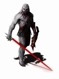 pacalin:  Darth Mange “I always wanted to see a Sith Lord wookiee. So I thought it would be cool if he showed his trophy Lightsabers on his sash.” by BeeperNPS  This would be cool to see. 