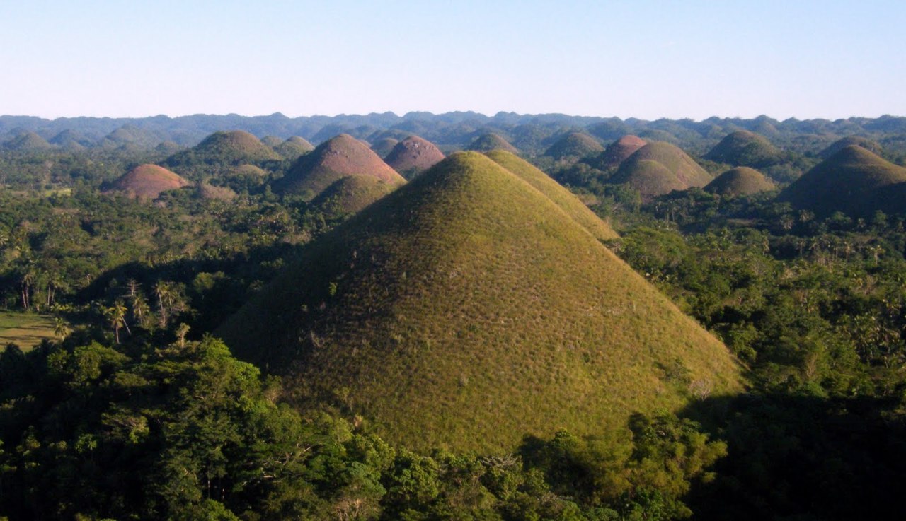 This is a marvellous landscape called Chocolate Hills on Bohol island, Philippines.