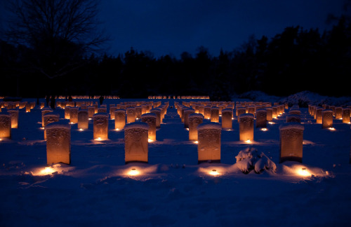 The Canadian War Cemetery at Holten is lit by candles on Christmas eve, December 24th 2010, (© Jan v