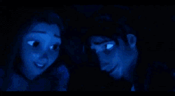 omgtangledgifs:  Rapunzel: “I have magic hair that glows when I sing!”Flynn: “…..What?!” 