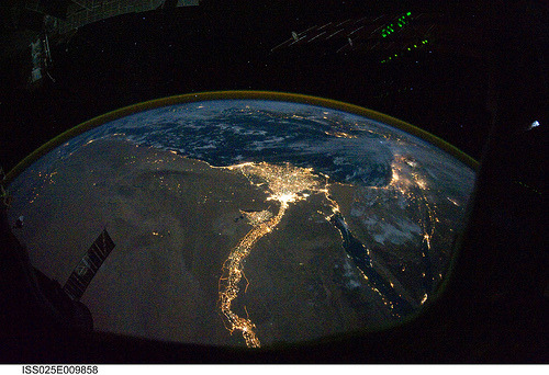 “ Cairo and Alexandria, Egypt at Night (NASA, International Space Station Science, 10/28/10)
”