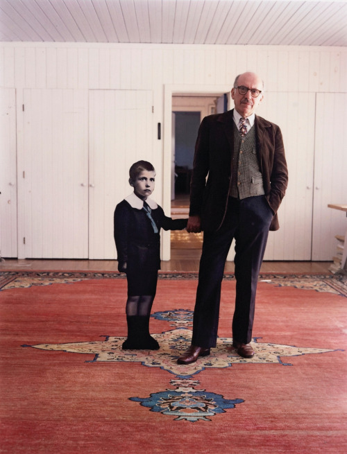 Saul Steinberg, with himself as a Little Boy, Long Island, 1978 photo by Evelyn Hofer