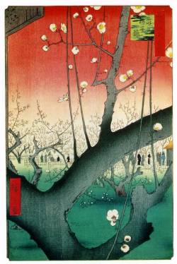 artmodelnyc:  “Plum Estate, Kameido”, 1857, woodblock print by Hiroshige Submitted by Fred Hatt 