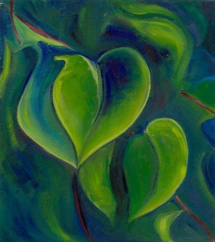 Somewhat-abstracted Leaf On A Tree. Not Terribly Good, But Close To My Heart. 14x16