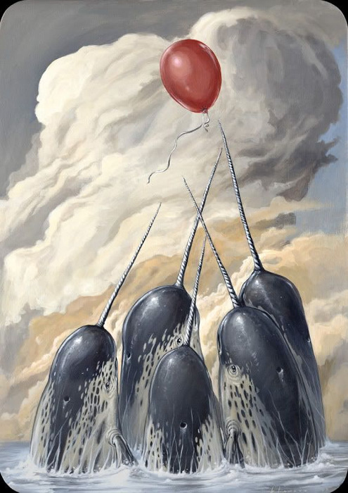 brainnsss-nom:  nervousbreakdance:  I’m a pretty big fan of Roland Tomayo’s work.  I’m not usually much for surrealism but there’s something really moving about his air-sea life.  His characters with their ambivalent expressions seem utterly