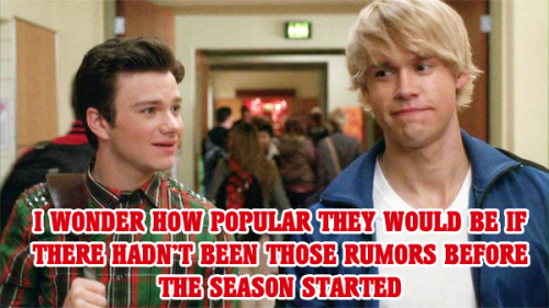 gleekstorm:  I was actually just thinking about this. I bet no-one would think Sam was gay if those stories hadn’t been there. 