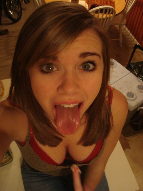 Open mouth teen girl selfie