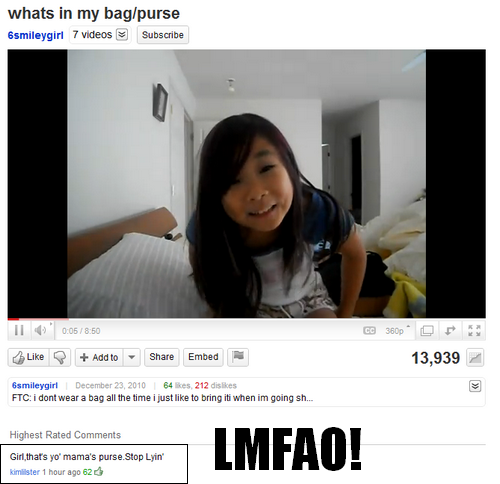destinyjae:  ” girl, that’s yo’ mama’s purse. stop lyin’ ” LOL. http://www.youtube.com/watch?v=wGbJiyyBhUg&feature=player_embedded#! 