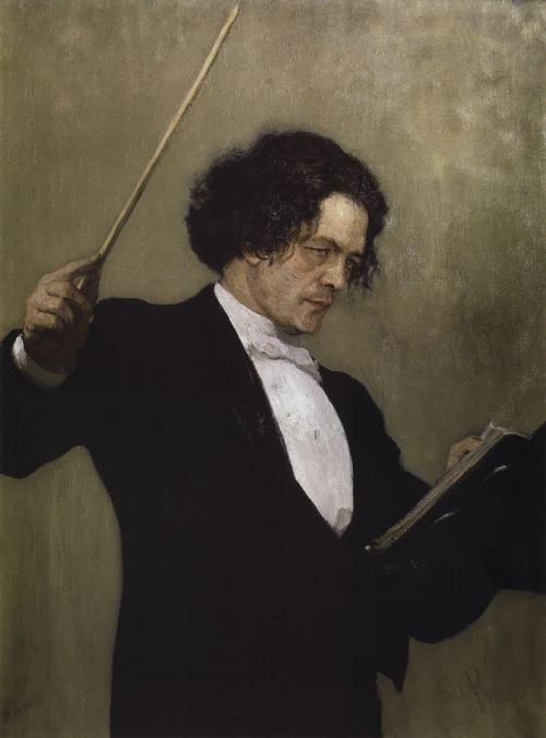 blogthoven:  Anton Rubinstein on the podium as portrayed by Ilya Repin, 1887. 