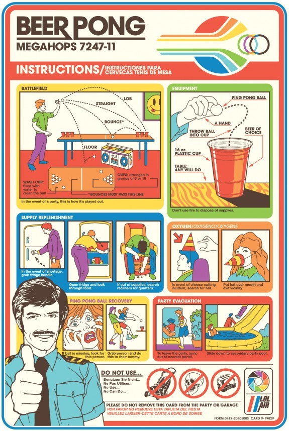 thedailywhat:  Right Click Save of the Day: “Beer Pong Safety Card” by Mel Marcelo.
