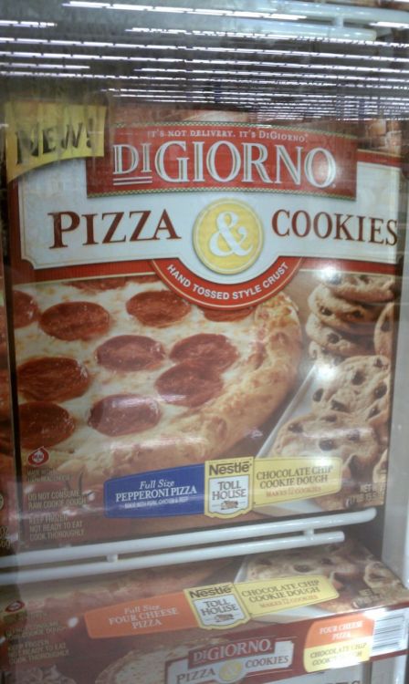 videozoology:  thedailywhat:  Together At Last of the Day: This is the way the world ends: Not with a bang but pizza and cookies in the same box. [reddit.]  ULTIMATE FOOD 