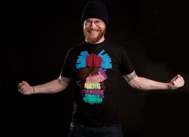 thedailywhat:  Tee of the Day: Steve Nyberg’s awesome anatomical type-tee (previously)
