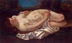 satyrsandnymphs:  Gustave Courbet - Reclining woman