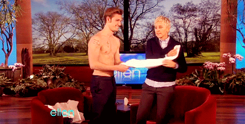Ellen got Alex Pettyfer to take his shirt off.