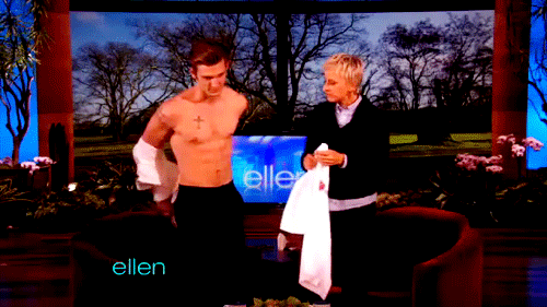 Ellen got Alex Pettyfer to take his shirt off.