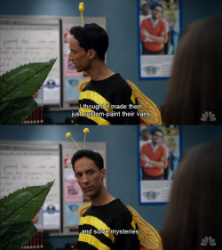 crispy-teigen:  Abed: Annie, question. Is Pierce marijuana? And does marijuana help people work faster? I thought it made them just custom-paint their vans and solve mysteries. 