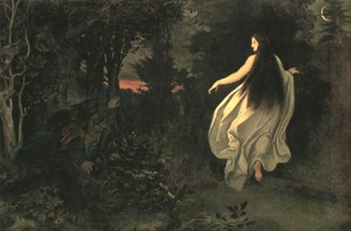 diagnosednostalgia:  Moritz Ludwig von Schwind Apparition in the Forest  1858 - Oil on canvas