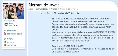 Nossa, eu ri alto de uma comunidade das fãs do Restart:
