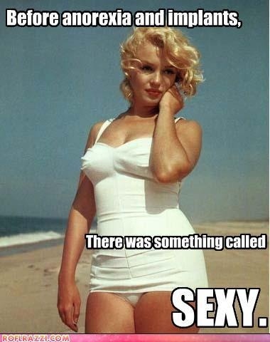   Marilyn Monroe was a size 18. It’s not you that’s gotten ugly, it’s society.  