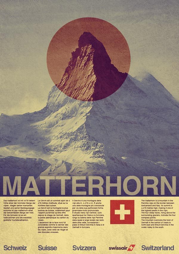 Design a Vintage Style Swissair Travel Poster In Photoshop  An awesome Photoshop