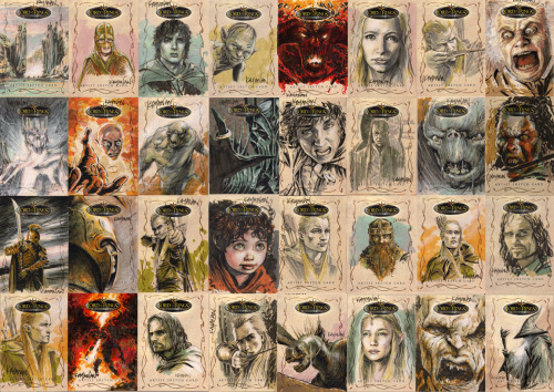 Some of the art featured on a set of LotR collector’s cards.