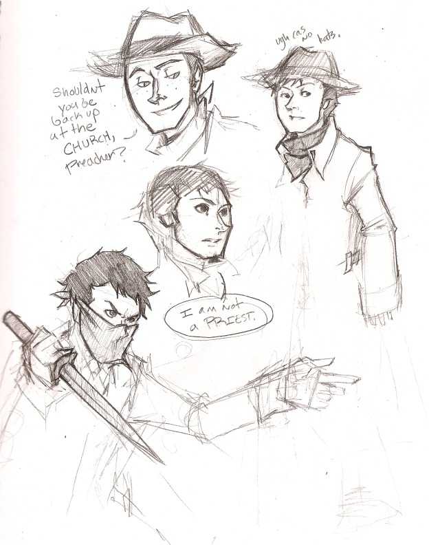 Page out of my sketchbook. THIS IS WHAT HAPPENS WHEN ANNE TRIES TO DRAW WILD WEST