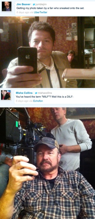 fyeahmishacollins:  Misha and Jim trolling each other on Twitter, brought to you by Admin One. 