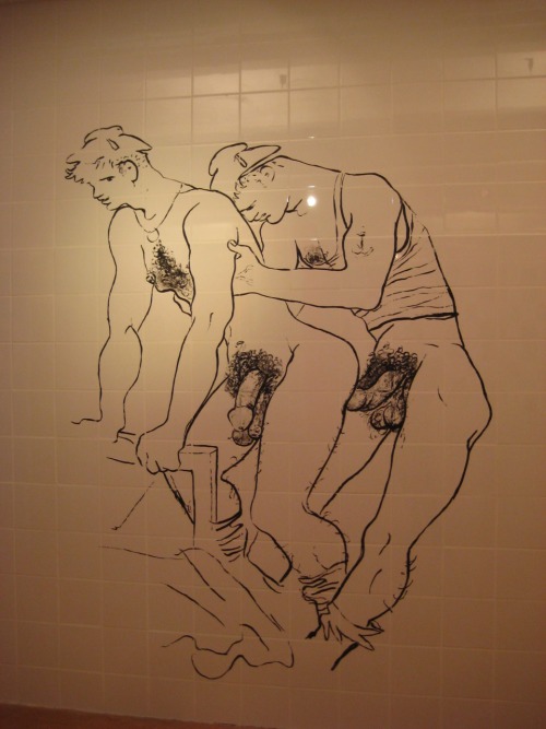 yungchub:  cruiseorbecruised:  Cocteau drawing reproduced at the Genet exhibition at The Schwules Museum. 