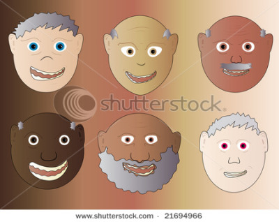 Six 6 Multiethnic Senior Citizens Old Men Male Face Cartoon Illustration Caucasian White Black Asian Hispanic Arab Oriental Man - 21694966 : Shutterstock