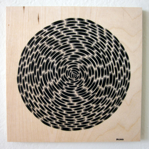 crisaris: Jeffry Laneright, The End Of A Log, ink and gesso on wood panel, 12x12”  