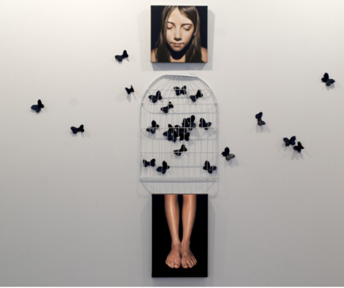 Antonella Cinelli Untitled, 2010Olio e acrilico su tela, garza e resine